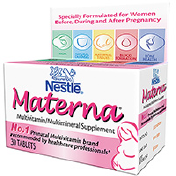 Nestlé Materna vitamins and minerals package.