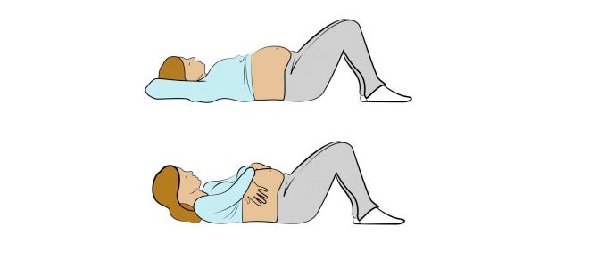 Checking for the separation of your rectus abdominis muscles.