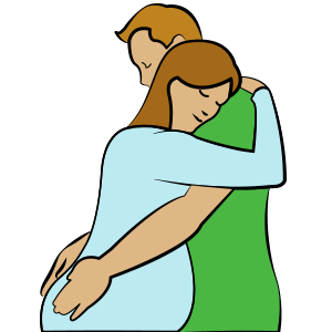 Pregnancy relaxation exercise: Standing, supported by partner.