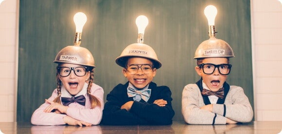 Children with light bulbs on their heads img Children with light bulbs on their heads img